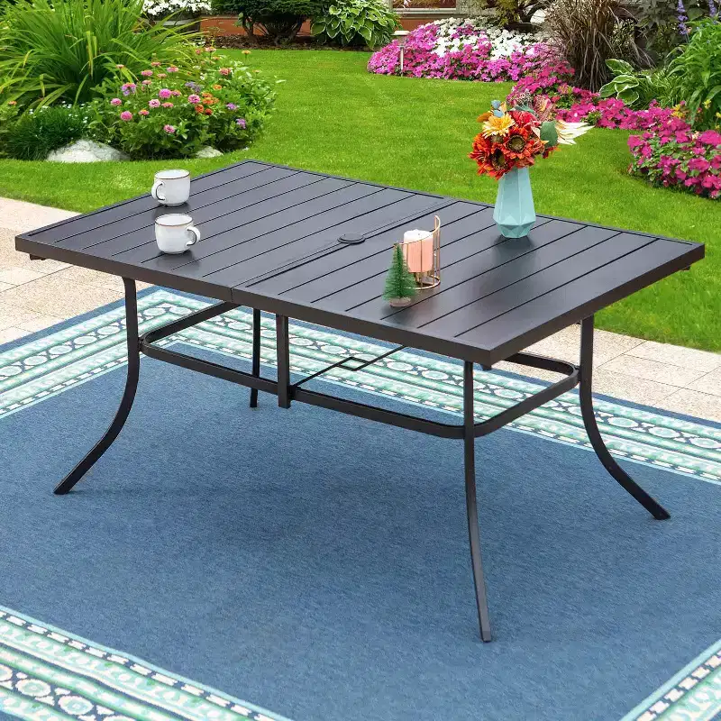 7pc Patio Dining Set with Rectangle Table with 1.57" Umbrella Hole & 360 Swivel Arm Chairs - Captiva Designs