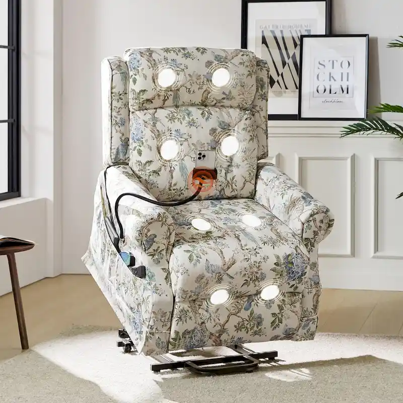 Billy Traditional Lift Assist Power Recliner With Massage Heat And Manual Headrest by HULALA HOME