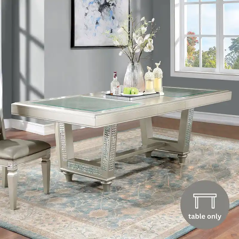 Medlee Glam 84-inch Expandable Dining Table with Leaf