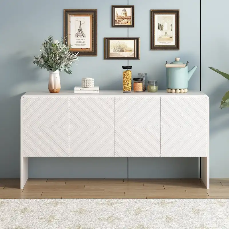 60L 4-Door Sideboard with Adjustable Shelves and Rebound Device