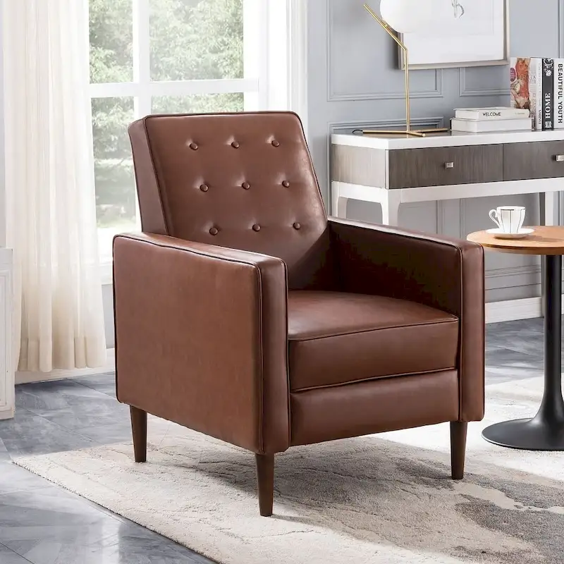 Mid-Century Modern Fabric Recliner Chair with Birch Legs by Christopher Knight Home