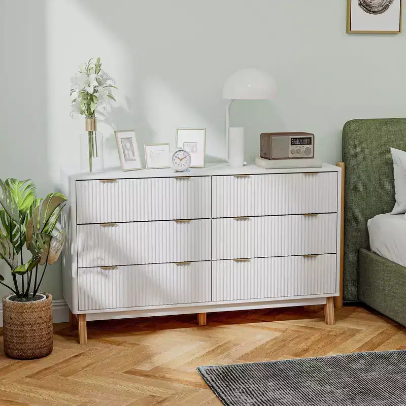 Fluted Dresser for Bedroom with 6 Drawers, 54