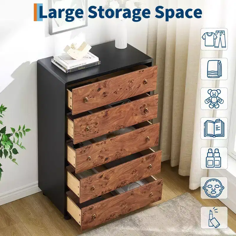 7-Drawer Dresser with Curved Profile, Natural Oak, Scratch-Resistant, 1000 lb Top Capacity