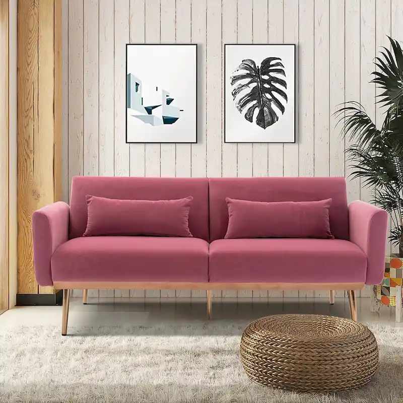 Velvet Upholstered Convertible Loveseats Sleeper Sofa