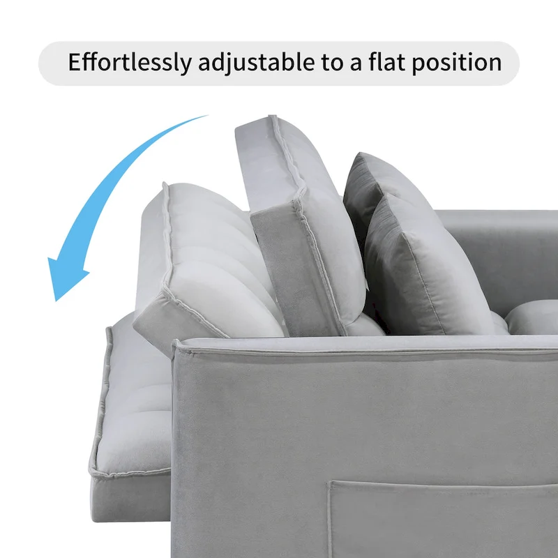 Modern 68 Length Tufted Convertible Loveseat Sleeper Sofa Bed - 68L x 55W x 20H