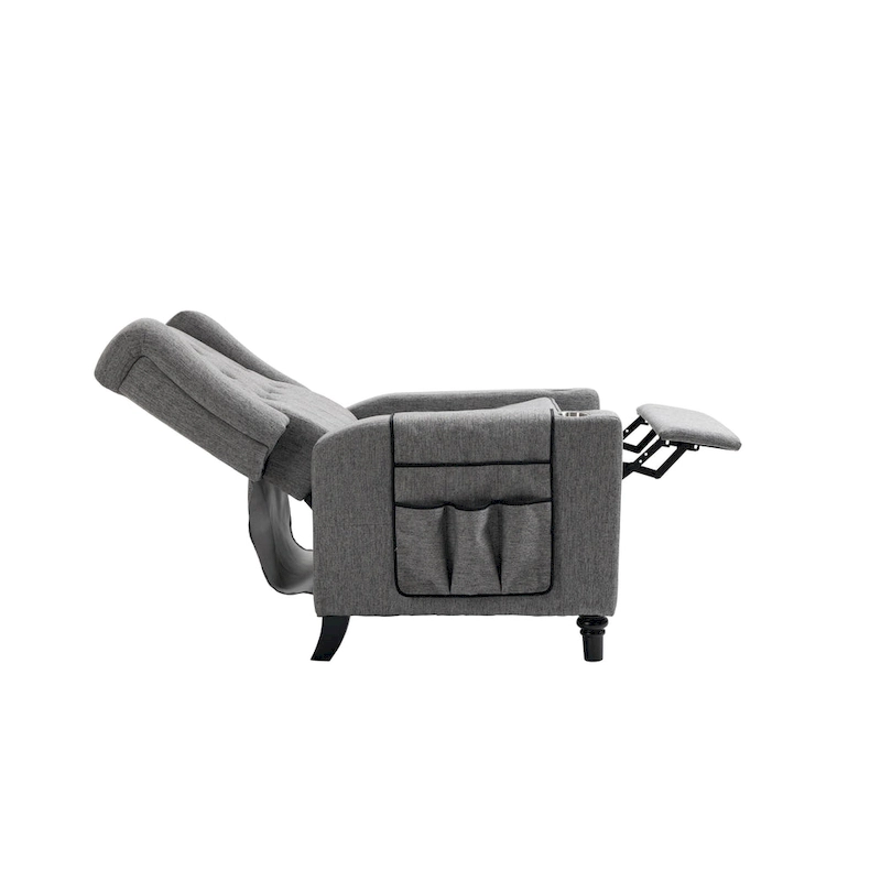 Arm Pushing Recliner Chair,Button Tufted Wingback Recliner Chair,Fabric Pushback Manual Single Sofa Home Theater Seating