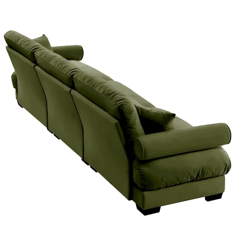130 Velvet Modular 5-Seat Sofa with Cloud Cushion Sectional and Bolster Headrests