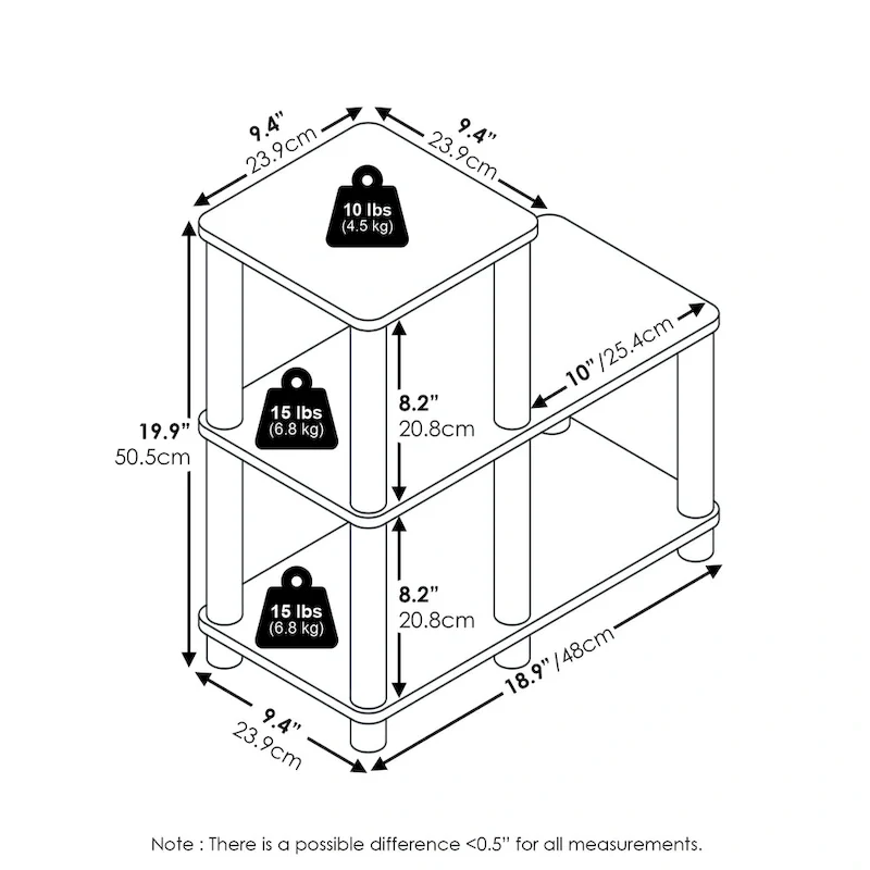 Furinno Turn-N-Tube No Tools 2-Tier Elevated TV Stands