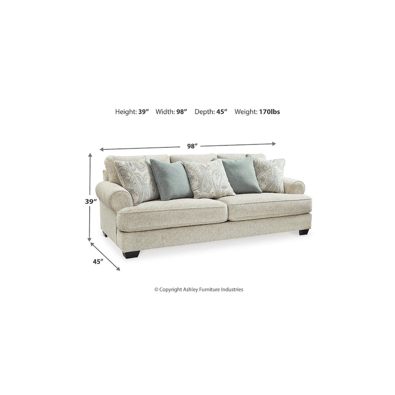 Signature Design by Ashley Monaghan Beige Sofa - 98 W x 45 D x 39 H