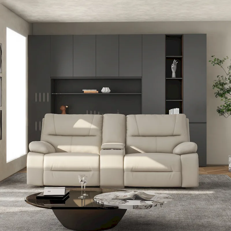 Malibu 79 2-Piece Leather Power Reclining Loveseat with Console and Cup Holders