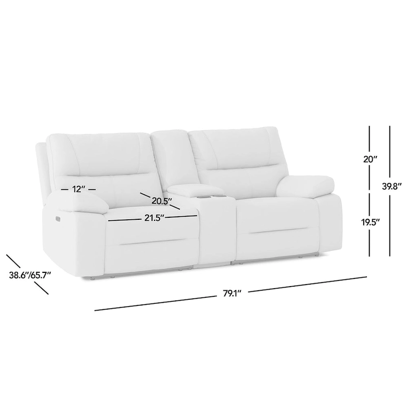 Malibu 79 2-Piece Leather Power Reclining Loveseat with Console and Cup Holders