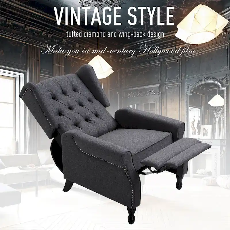 Grey Modern 26 Tufted Recliner Chair