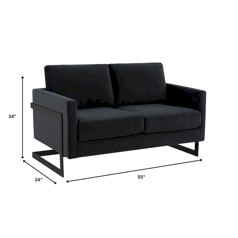 Upholstered Loveseat Sofa in Velvet Fabric with Removable Cushions and Stainless Steel Frame