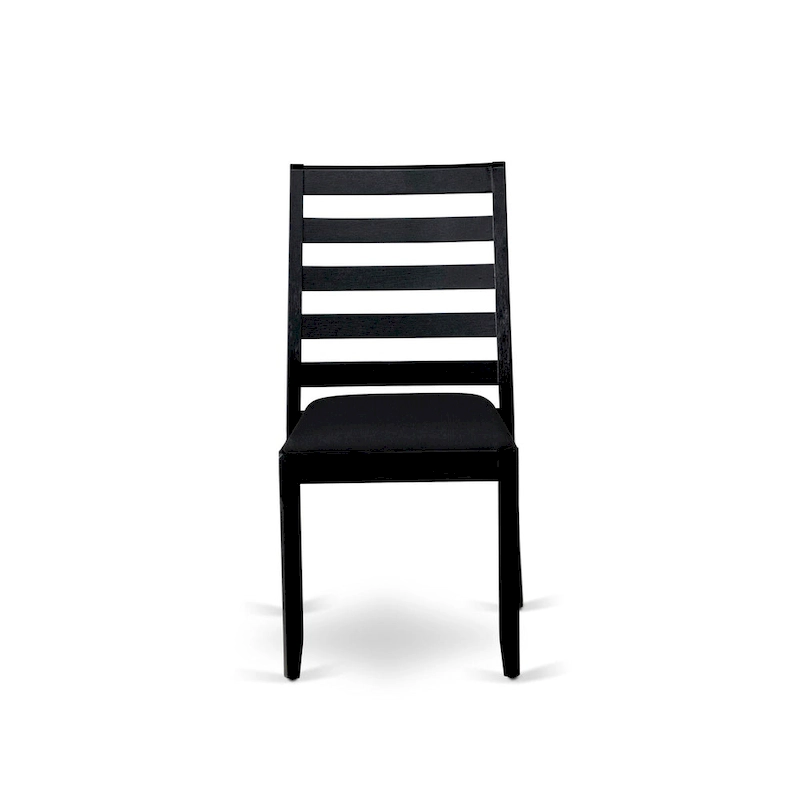 East West Furniture dining room set - a kitchen table & Stackable dining chairs - Wire-brushed Black (Pieces & Seat Options)