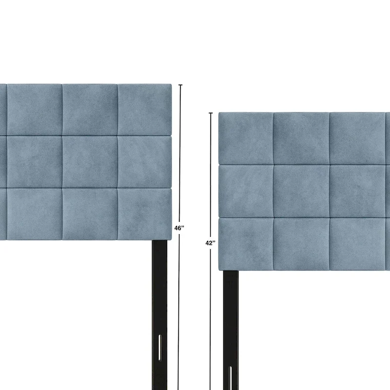 Square Stitching Velvet Upholstered Headboard