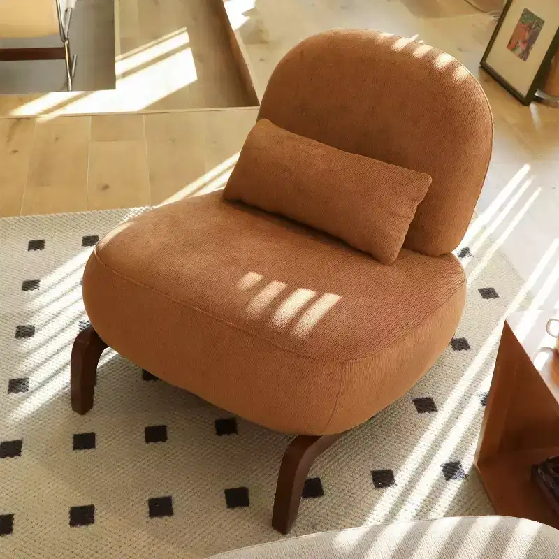 Modern Cute Upholstered Accent Chair, Comfy Armless Reading Chair for Living Room, Bedroom, Apartment, or Balcony-Panipeachy