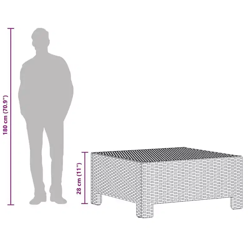 vidaXL Footrest Grey Poly rattan, Powder-Coated Steel