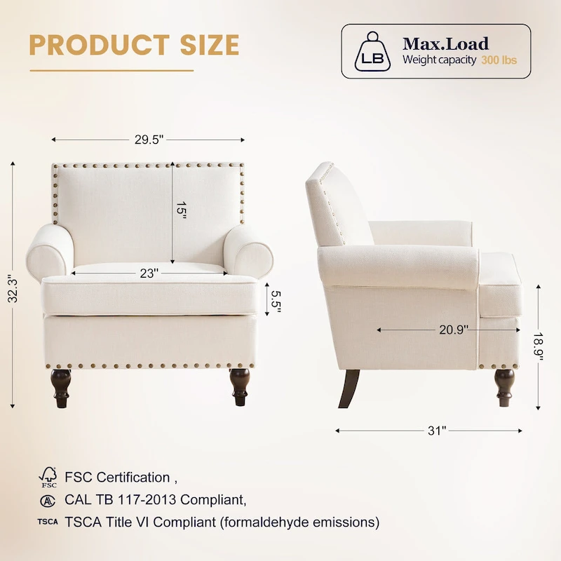 HUIMO Fabric Arm Chair and Loveseat Set