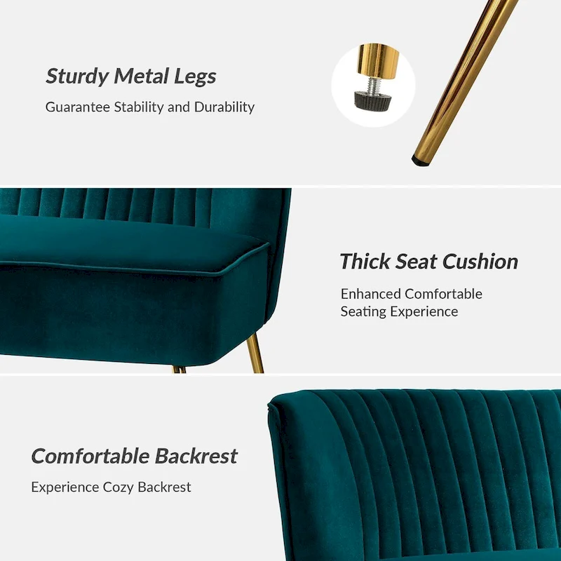 Delicia 3 Piece High-Quality Velvet Fabric Living Room Set with Sturdy Legs by HULALA HOME
