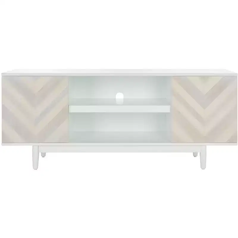Tay 2 Shelf Pattern Media Stand - MED5012 - White Washed - Safavieh
