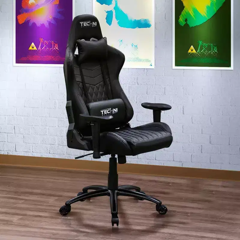 Ergonomic High Back Racing Gaming Chair, Swivel, Adjustable Height, Lumbar & Neck Support, 300 lb