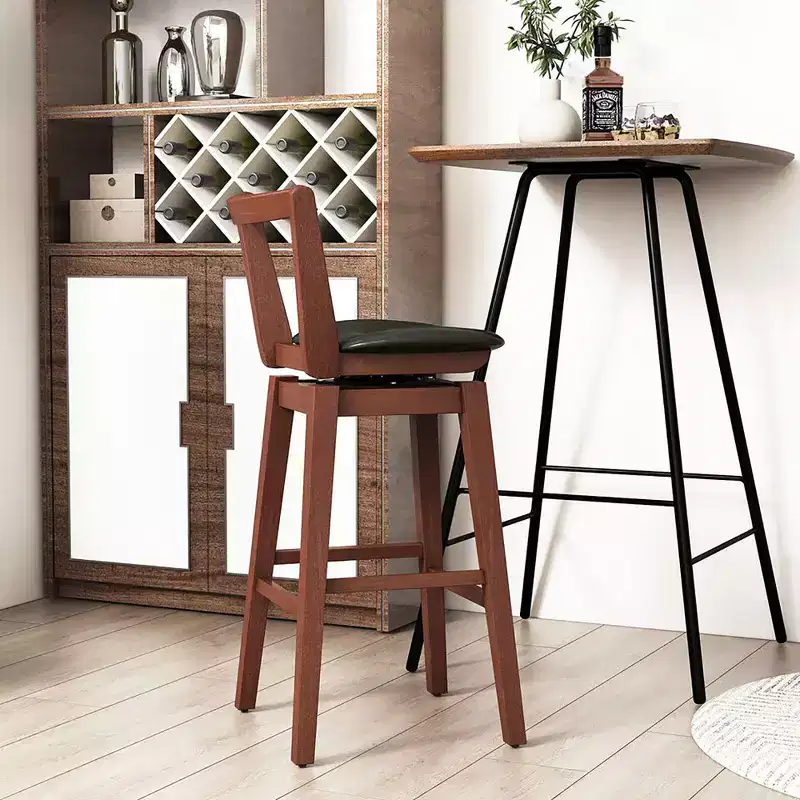 Costway Swivel Bar Height Bar Stool Set of 4 30.5 Upholstered PU Leather Kitchen