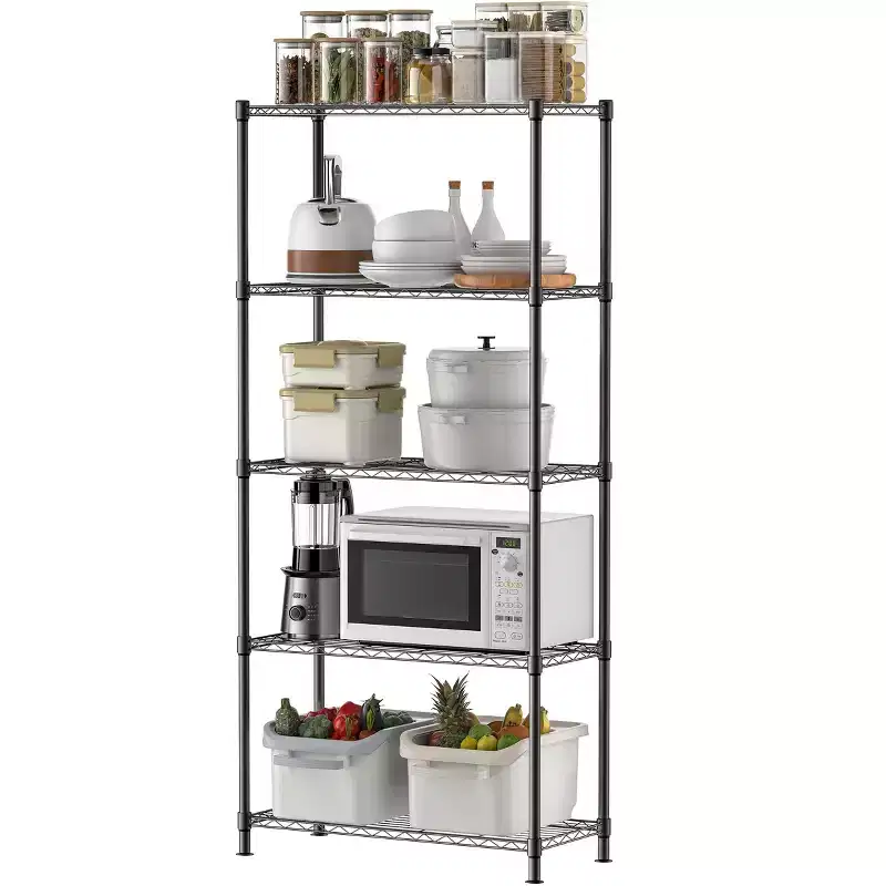 5-Tier Heavy Duty Metal Storage Shelving Unit Adjustable Garage Rack 2000 lbs Capacity with Leveling Feet