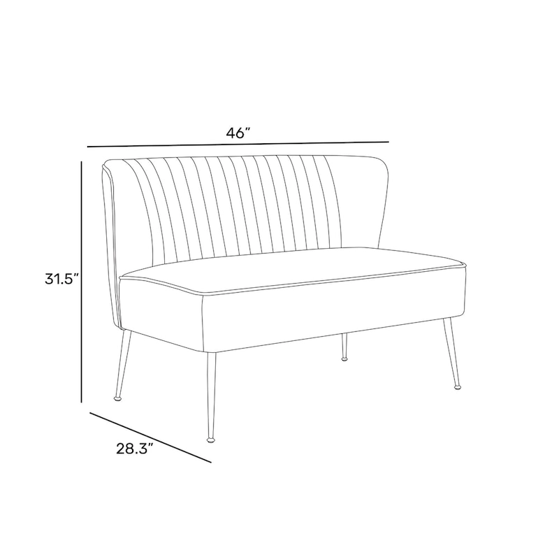 Farrah Upholstered Velvet Polyester 46 Wide Loveseat - Armless/ Scalloped Back
