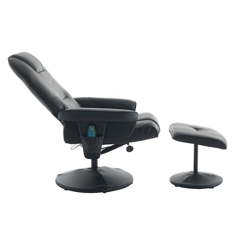 PU Leather 360 Swivel Massage Recliner Chair with Ottoman, Massage and Heated Seat, 140 Adjustable Backrest