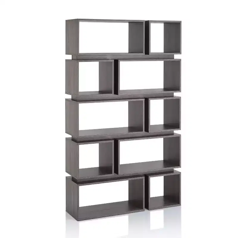 Willett 65.25" Contemporary Decorative Display Cabinet Distressed Gray - HOMES: Inside + Out: Modern Maze-Style Shelving, Open Back