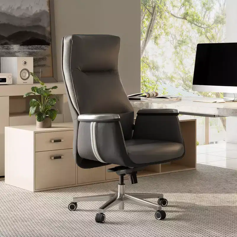 High Back Executive Office Chair with Lumbar Support – Silicone Leather