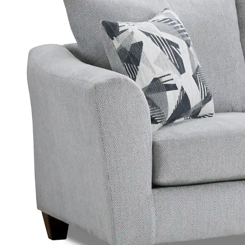 Roundhill Furniture Duleek 2-Piece Living Room Set, Sofa and Cocktail Ottoman, Herringbone Silver
