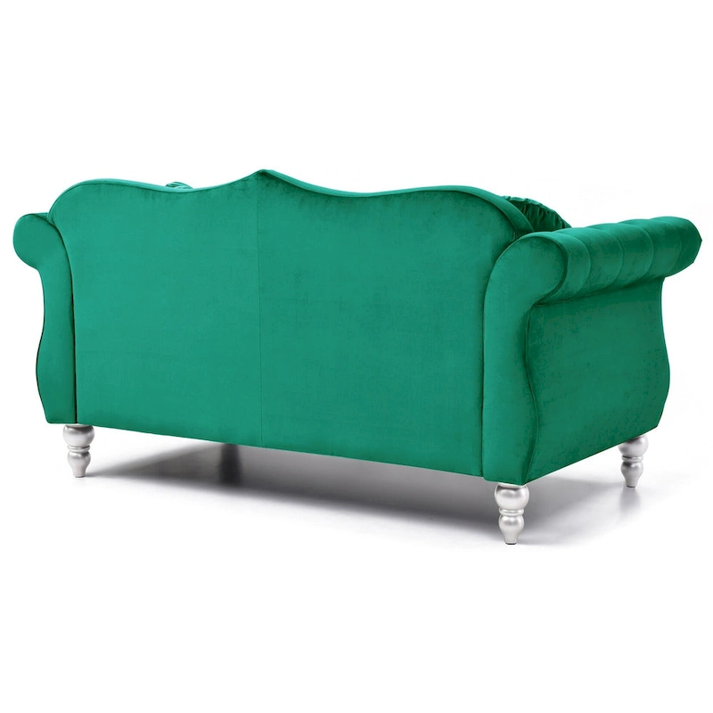 Hollywood 68 in. Velvet Chesterfield Loveseat with 2-Throw Pillow - 68L x 35W x 34H
