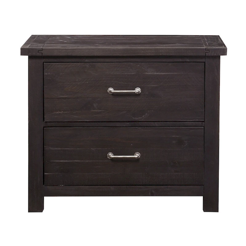 Two Drawer Wooden File Cabinet with Metal Handle Pull and Crossed Side Plank
