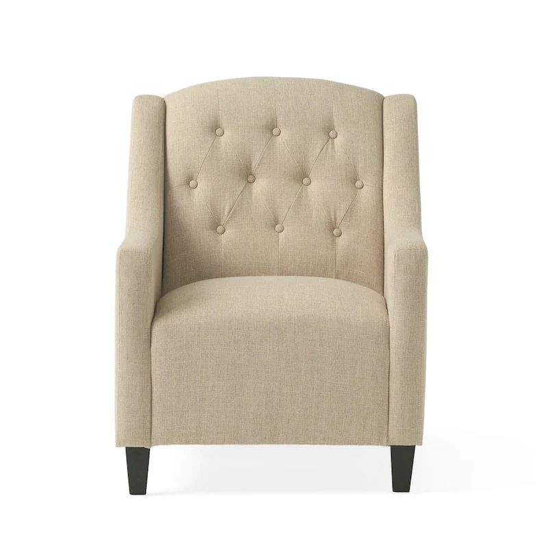 Elaine Light Beige Tufted Fabric Club Chair with Ottoman by Christopher Knight Home