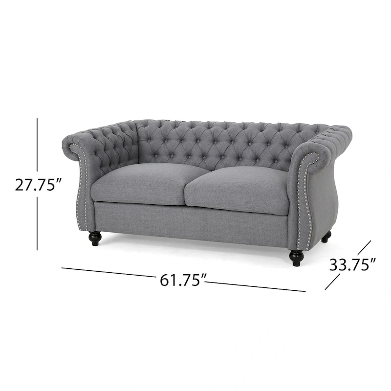 Somerville Upholstered Chesterfield Nailhead Loveseat by Christopher Knight Home