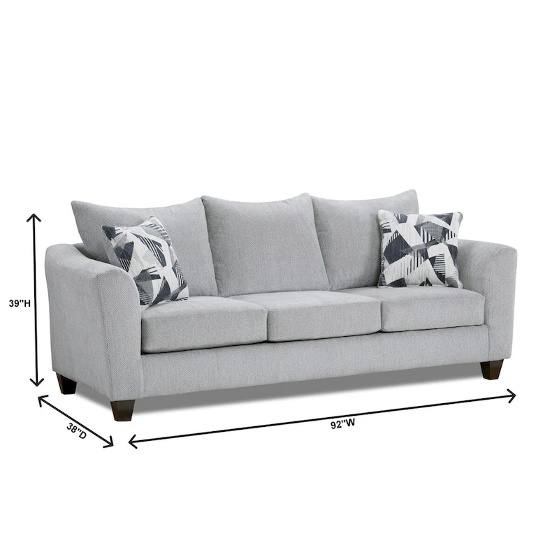 Roundhill Furniture Duleek 2-Piece Living Room Set, Sofa and Loveseat, Herringbone Silver
