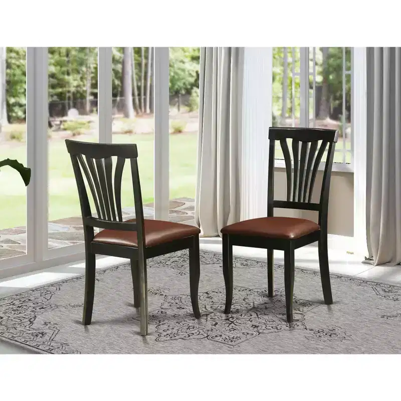 HomeStock Kitchen Dining Chairs Set Solid Wood Slat Back Buttermilk Cherry Finish