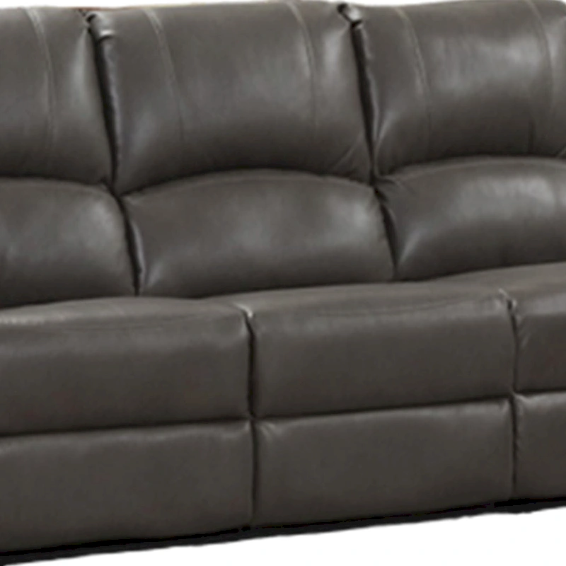 Lizzy Sofa and Loveseat Set, Manual Reclining, Solid Wood, Gray Leather