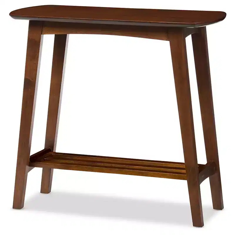 Sacramento Mid-century Modern Scandinavian Style Console Table - Dark Walnut - Baxton Studio: Rubberwood with Open Shelf