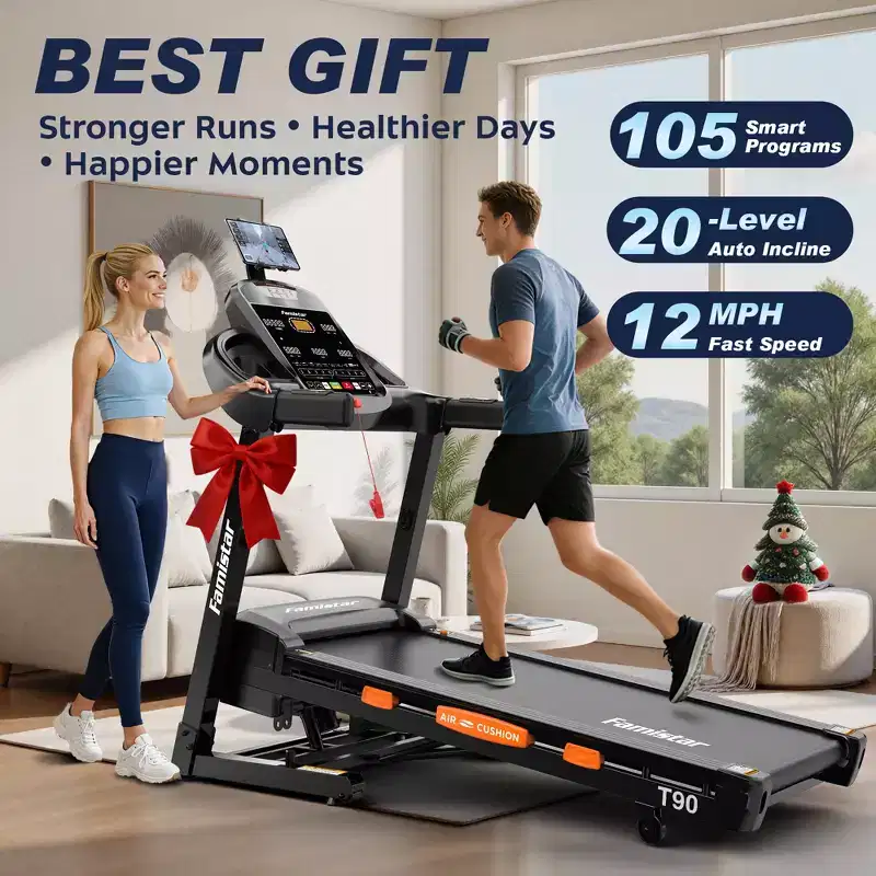 5HP 20% Auto Incline Treadmill w/, 400lb Capacity Folding Treadmill,12MPH Fast Speed,105 Smart Program,APP Control,Walking Running Treadmill for Home