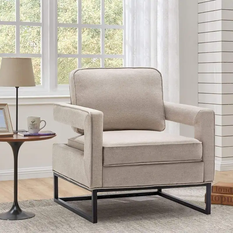 Modern Arm Accent Chair, Mid Century Living Room Chair Upholstered Lounge Chair