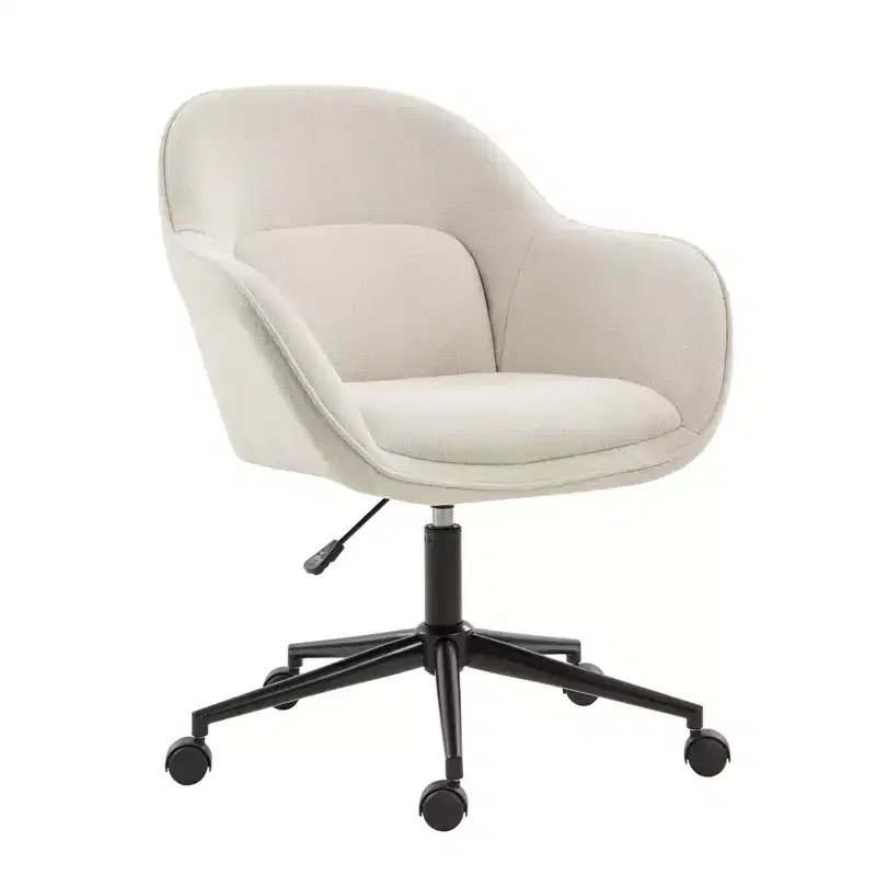 Swivel Office Chair with Curved Backrest, Adjustable Height, Upholstered Seat