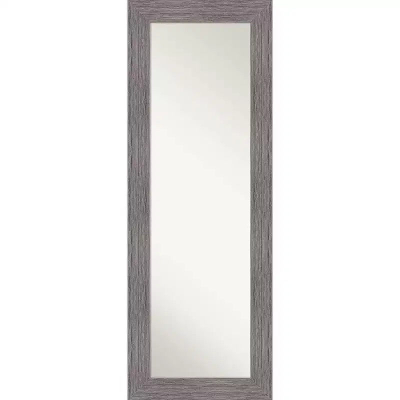 Amanti Art 20 x 54 Non-Beveled Pinstripe Plank Gray Full Length on The Door Mirror : Modern Rectangle, Polystyrene Frame