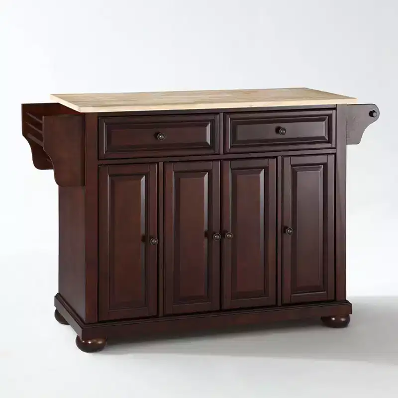 Alexandria Wood Top Full Size Kitchen Island/Cart Mahogany - Crosley