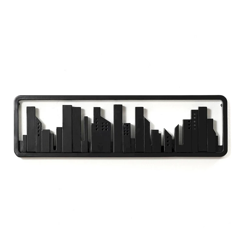 Black Wood 4-Hook Wall-Mounted Coat and Towel Rack - 22.3 Wide