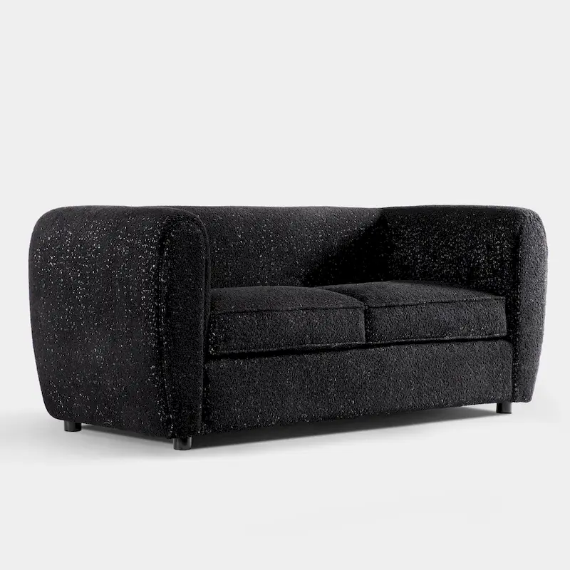 Furniture of America Vanessa Modern Curved Arms Boucle Loveseat Couch, Small Sofa with Seat Cushion and Wooden Legs