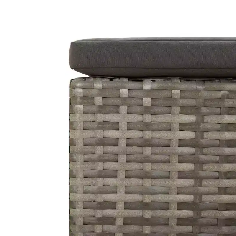 vidaXL Footrest Grey Poly rattan, Powder-Coated Steel