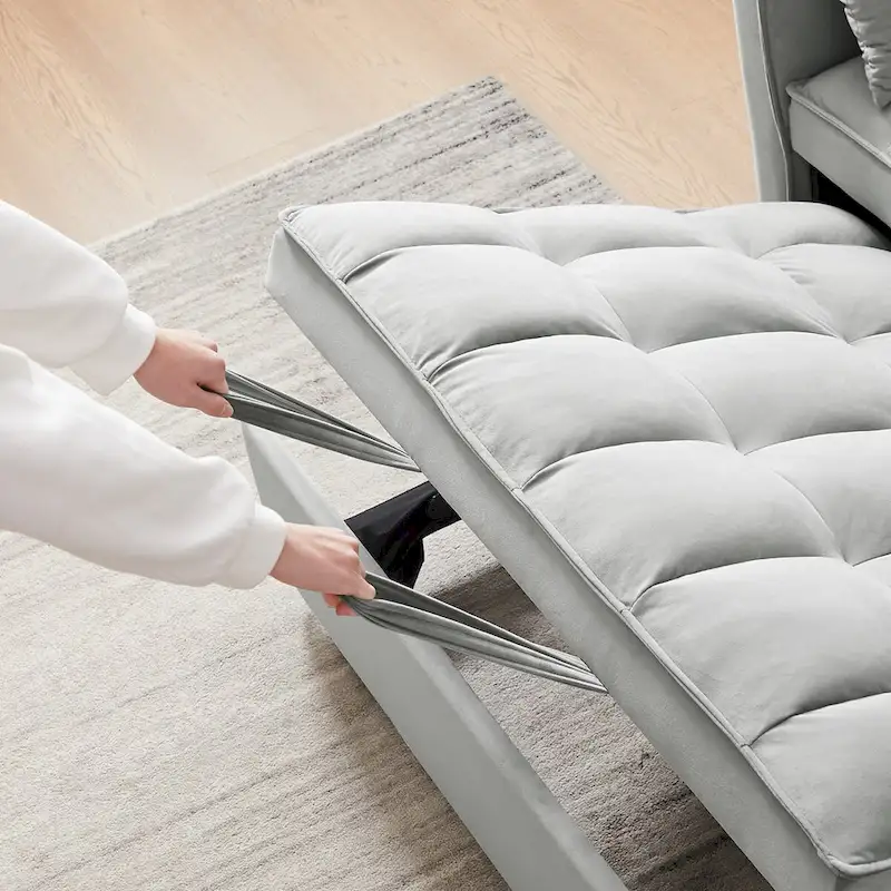 Modern Velvet Loveseat Futon Sofa Couch Pullout Bed,Small Love Seat