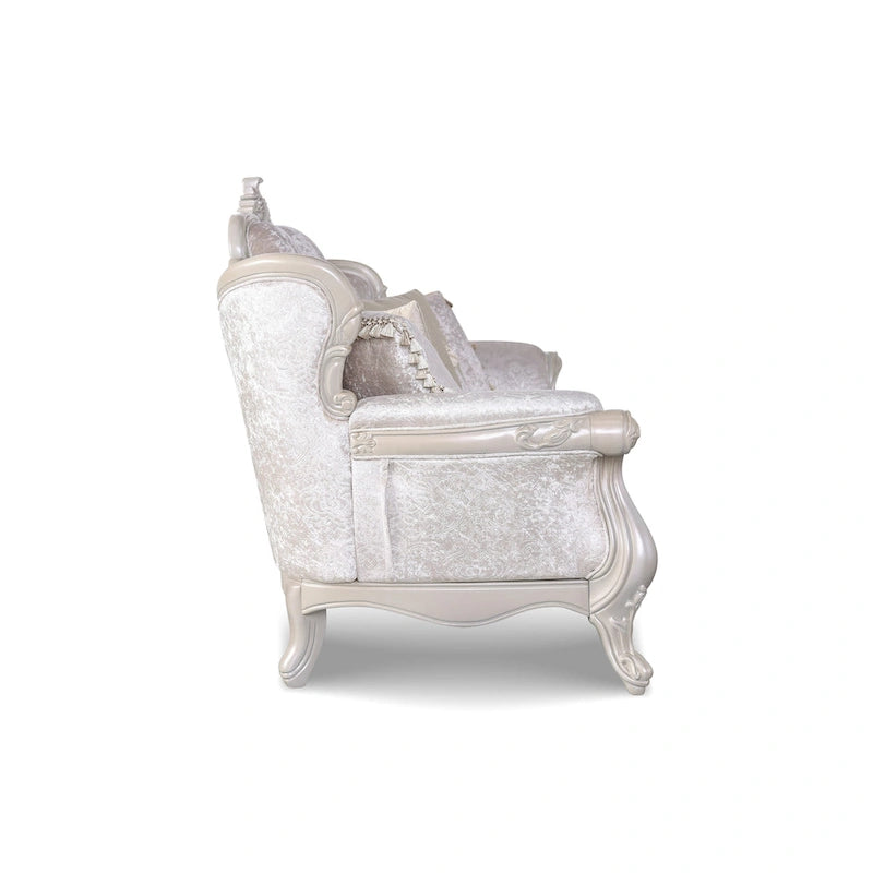 Furniture of America Clarissa Traditional 2-Seater Loveseat with Button Tufted Back and Accent Pillow